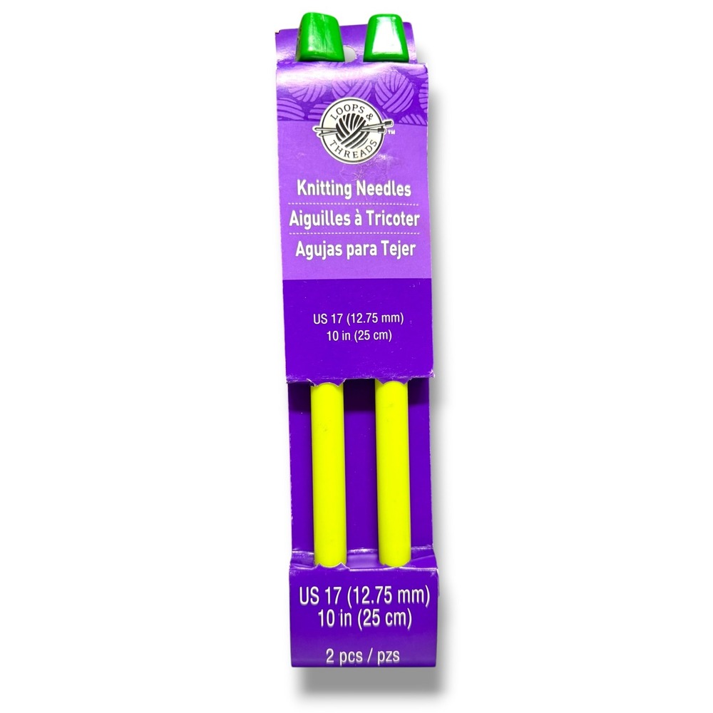 Loops & Threads US 17 12.75mm Knitting‎ Needles 10in Yellow Plastic Set